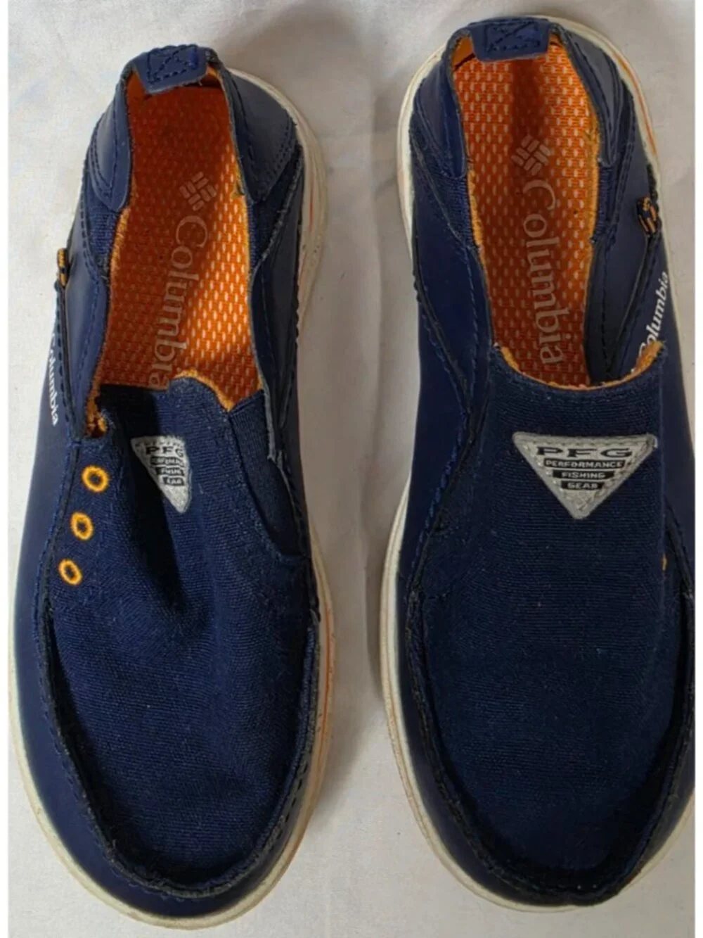 Columbia Bahama PFG Size 1 Navy Blue, Slip On Omni Grip Fish Outdoors Kids Shoes